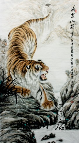 精准印花dmc十字绣竖版玄关客厅