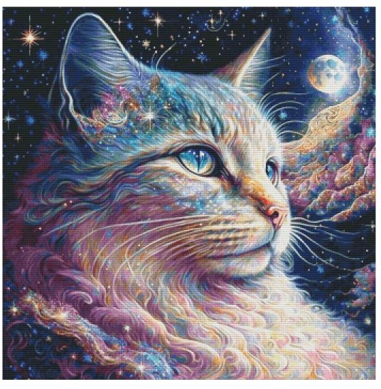 新款正品DMC十字绣手工线绣客厅卧室餐厅玄关梦幻星际喵 星空猫咪