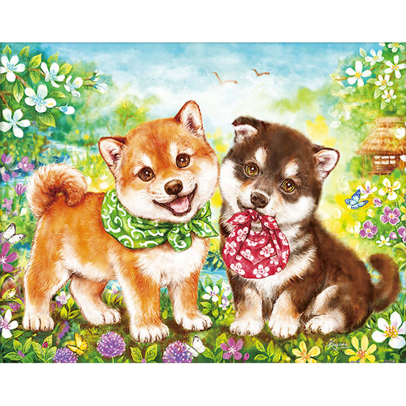 印花儿童房卡通动物柴犬十字绣