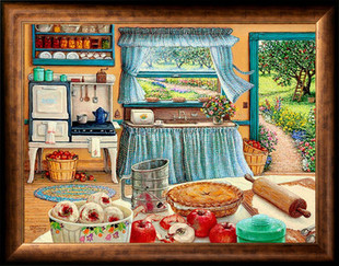 精准印花新款DMC十字绣正品 世界名画 油画 丰盛的苹果派