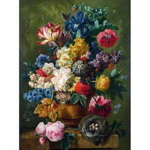 客厅餐厅画 静物花牡丹 油画 欧式 包邮 精准印花DMC十字绣正品