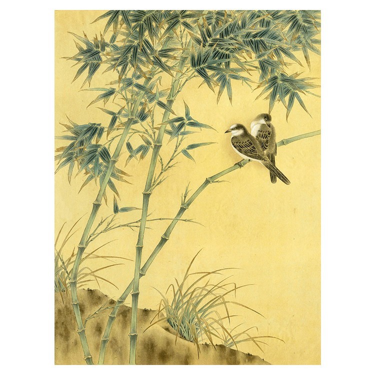新款印花正品DMC十字绣套件客厅卧室玄关中国风水墨画竹林栖禽图