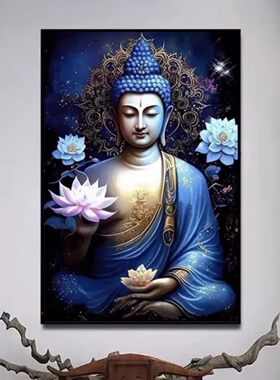 新款正品法国DMC十字绣纯棉线绣客厅玄关人物释迦摩尼花开见佛祖