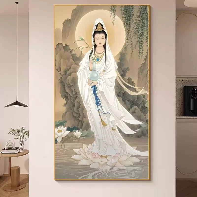 新款正品DMC十字绣客厅玄关竖版人物佛堂观音画像 观世音菩萨