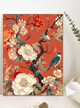 新款正品DMC十字绣纯棉线客厅卧室餐厅玄关复古花鸟喜鹊 喜上眉梢