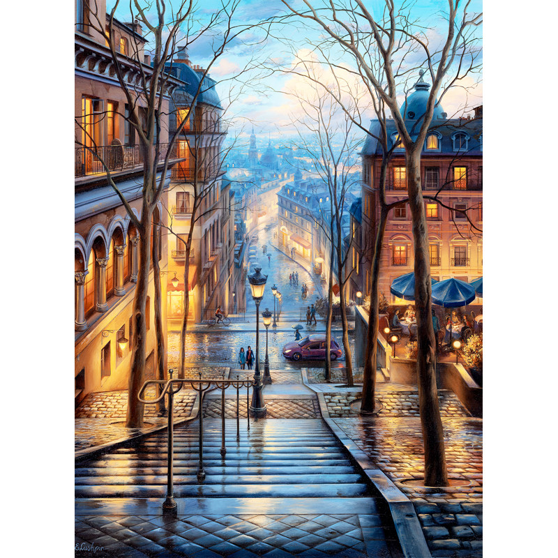 新款精准印花DMC纯棉绣线十字绣 客厅卧室欧式油画 蒙马特的夜色