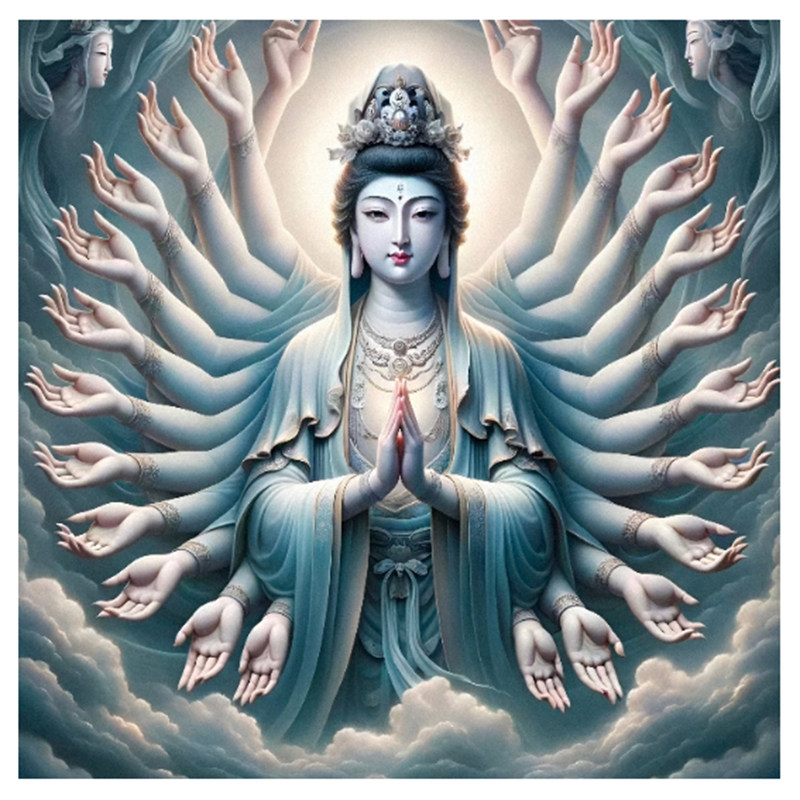 新款正品DMC十字绣纯棉线绣客厅佛像人物画观世音菩萨 千手观音