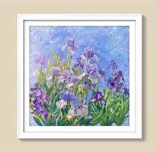 新款 DMC十字绣纯棉线绣客厅卧室餐厅玄关简约现代花卉鸢尾花 正品