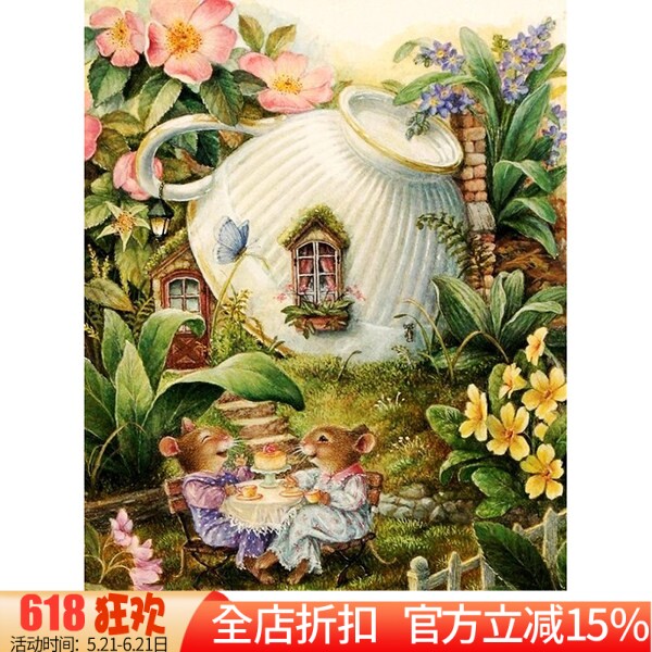 印花卡通油画温馨风兔子十字绣