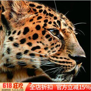 精准印花新款DMC绣线十字绣 客厅大画 动物 豹子头