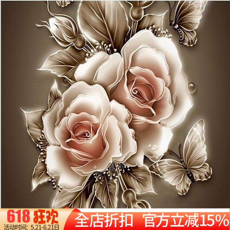 新款印花正品dmc客厅蝴蝶十字绣