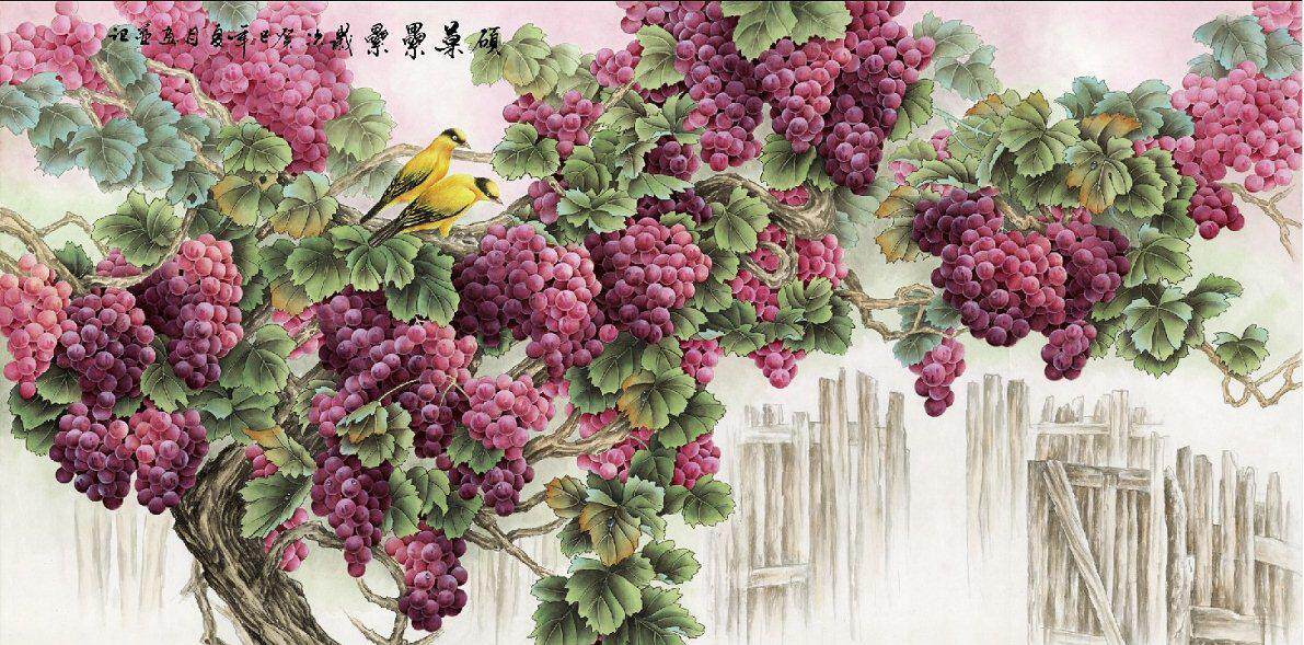 新款印花dmc十字绣花鸟国画横版
