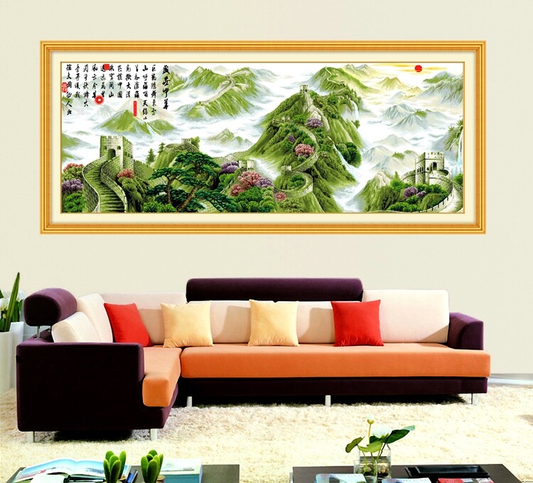 新款印花正品DMC十字绣客厅书房办公室山水风景大画盛世中华长城