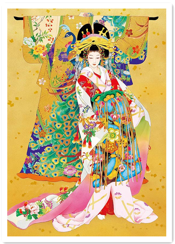 印花名画风日本和服仕女图十字绣