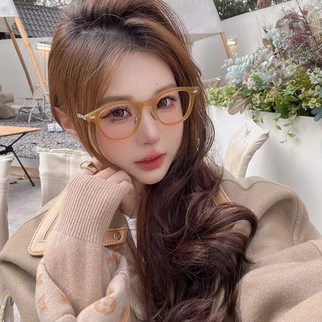 大框显脸小纯钛防蓝光近视眼镜女