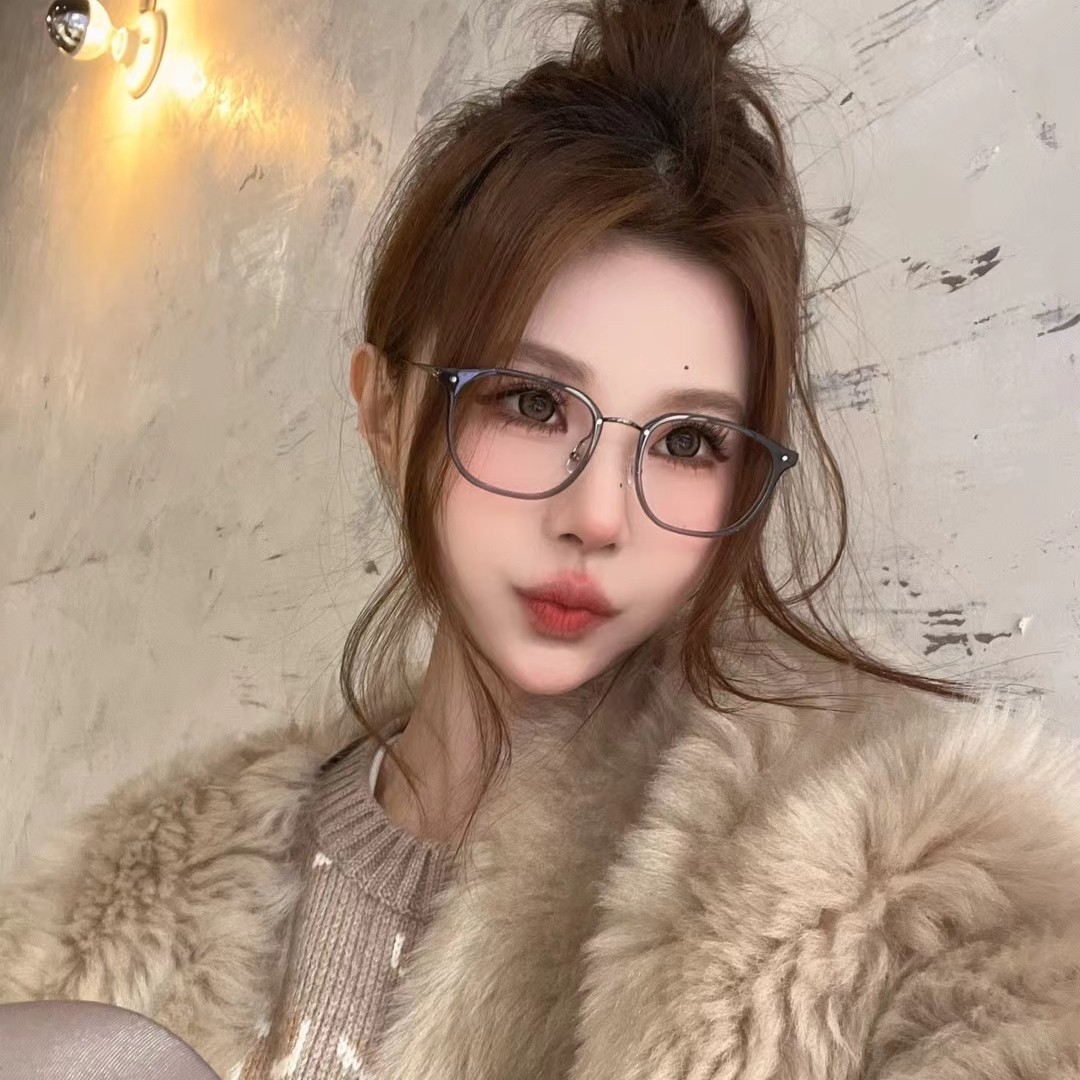 网红纯钛高度数散光近视眼镜女