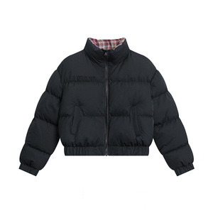 美式短款立领双面穿面包服外套女冬季小个子保暖加厚棉服上衣女潮