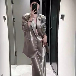 高级感休闲西装外套女春季新款气质中长款西服半身裙子两件套装女