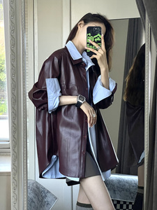 【送运费险】PU皮衣外套衬衫女