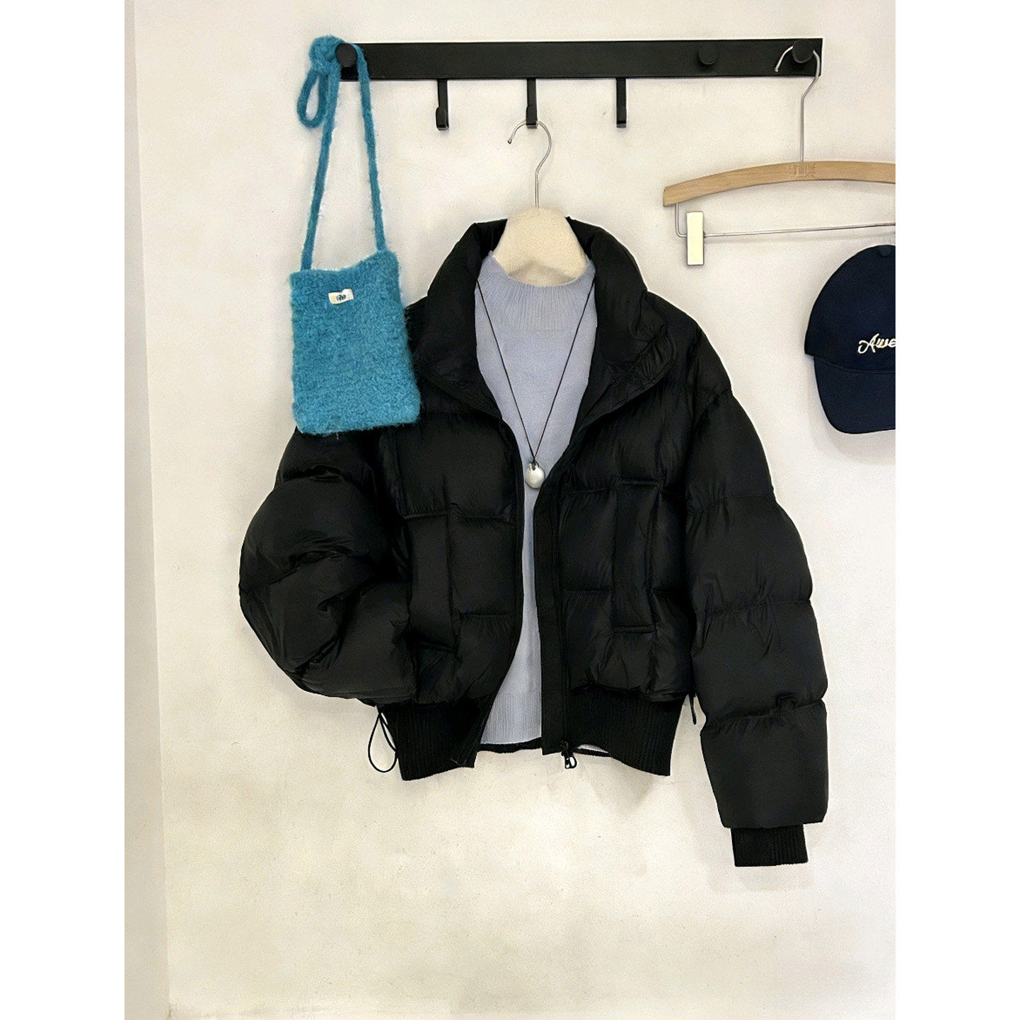 【送运费险】黑色立领棉服女装