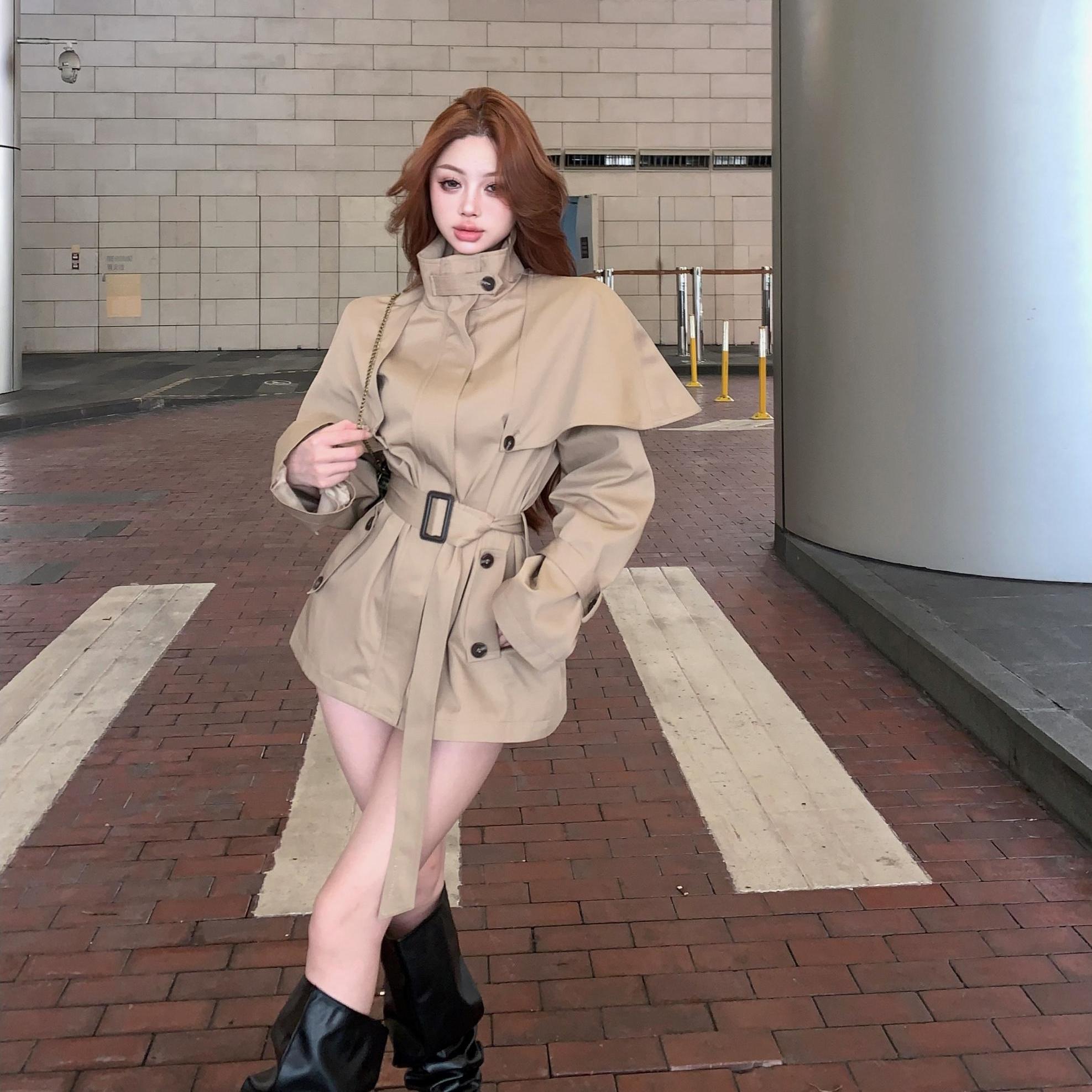 【送运费险】立领斗篷风衣外套女