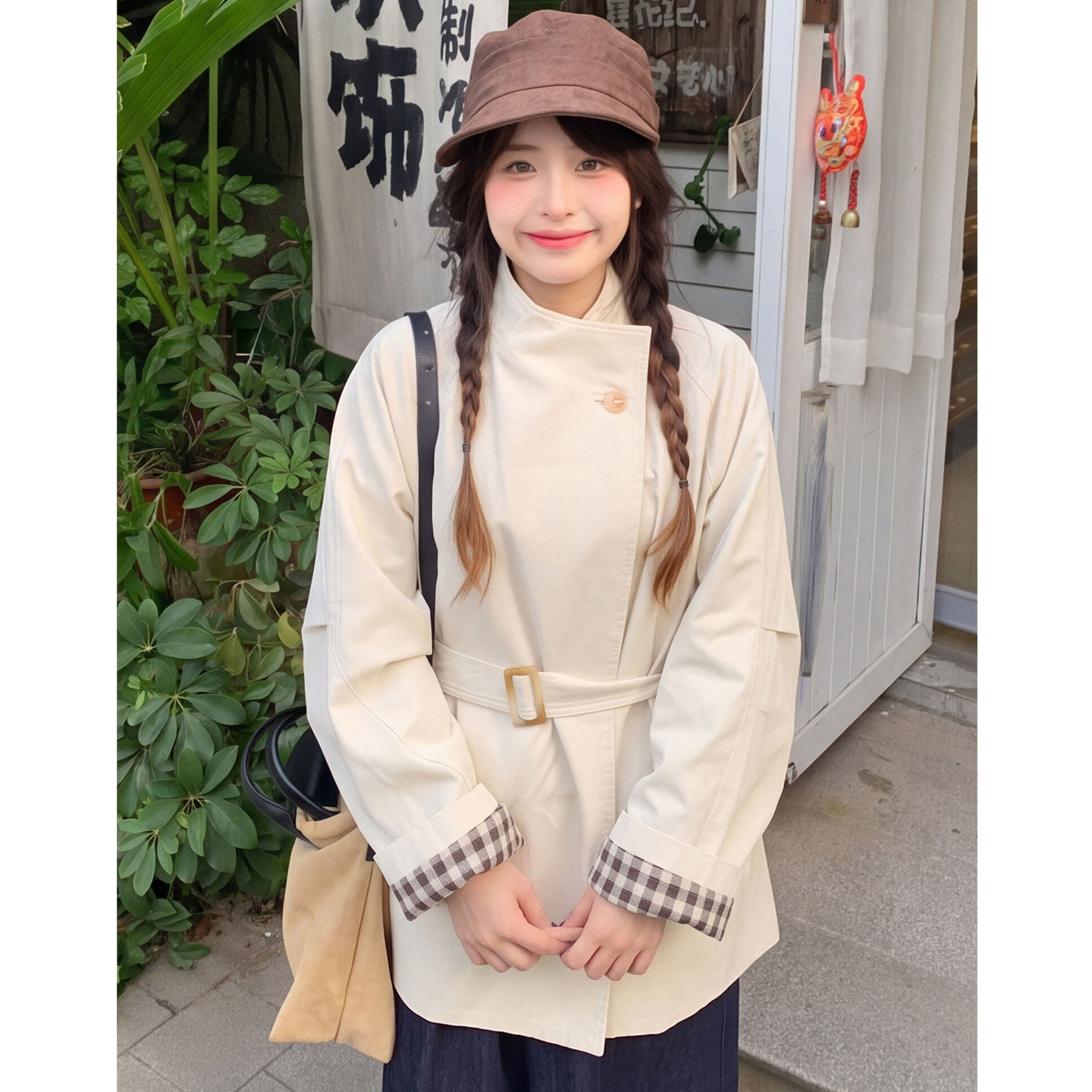 【送运费险】米白色气质短款风衣