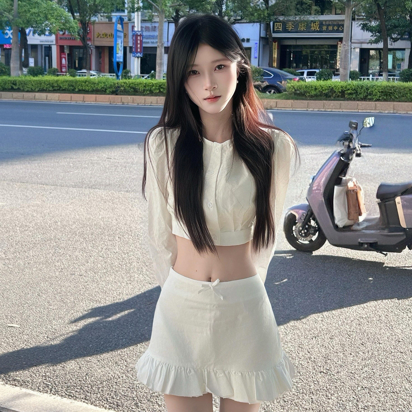 【送运费险】白色衬衫半身裙套装