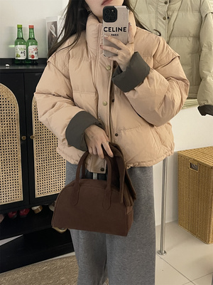 甜美撞色短款棉服面包服外套冬季