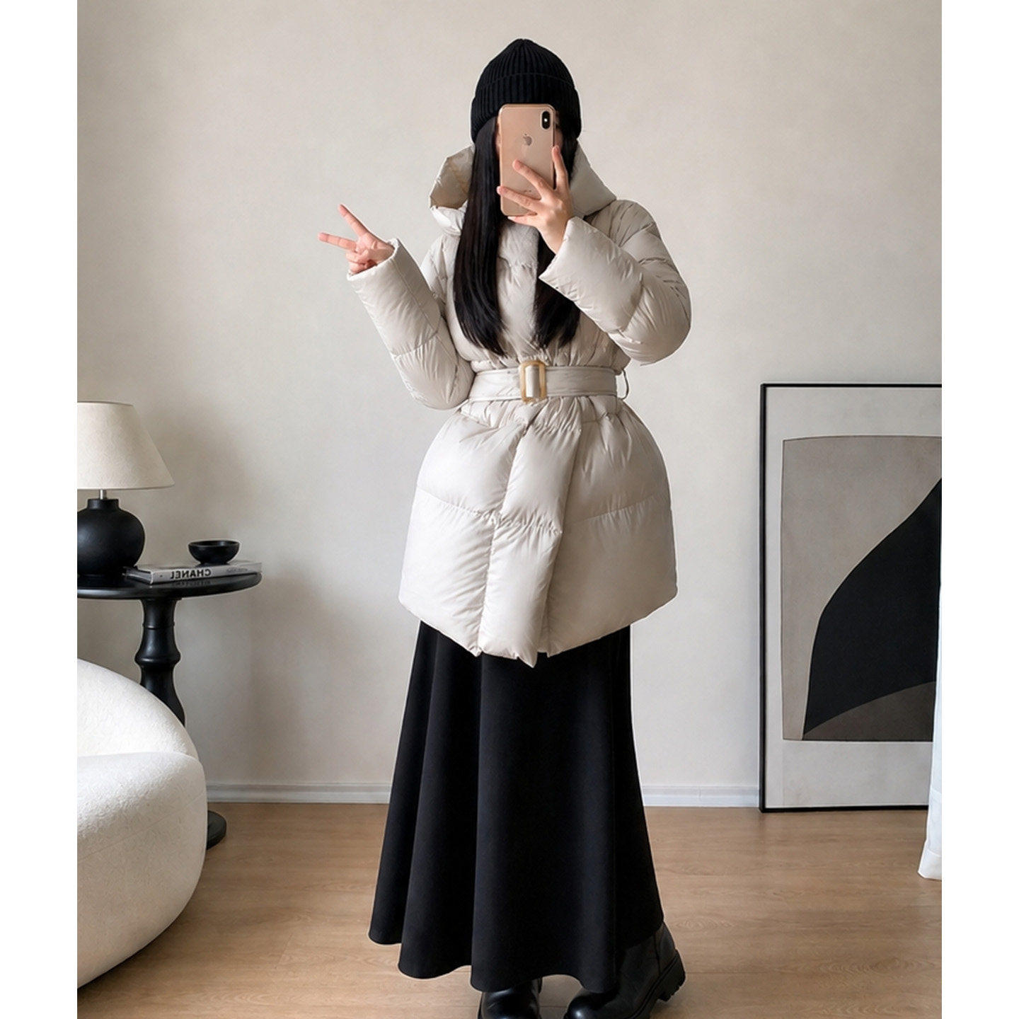 【送运费险】纯色连帽中长款棉服
