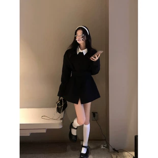 新款 韩系高级感黑色西装 外套女2023春季 气质收腰西服上衣两件套女