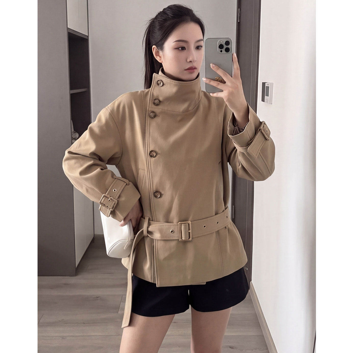 【送运费险】卡其色单排扣风衣女