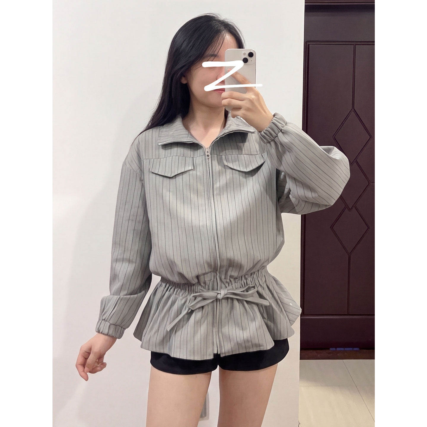 【送运费险】竖条纹收腰短外套女