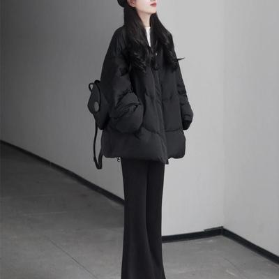 韩版黑色棉服女小个子外套冬季