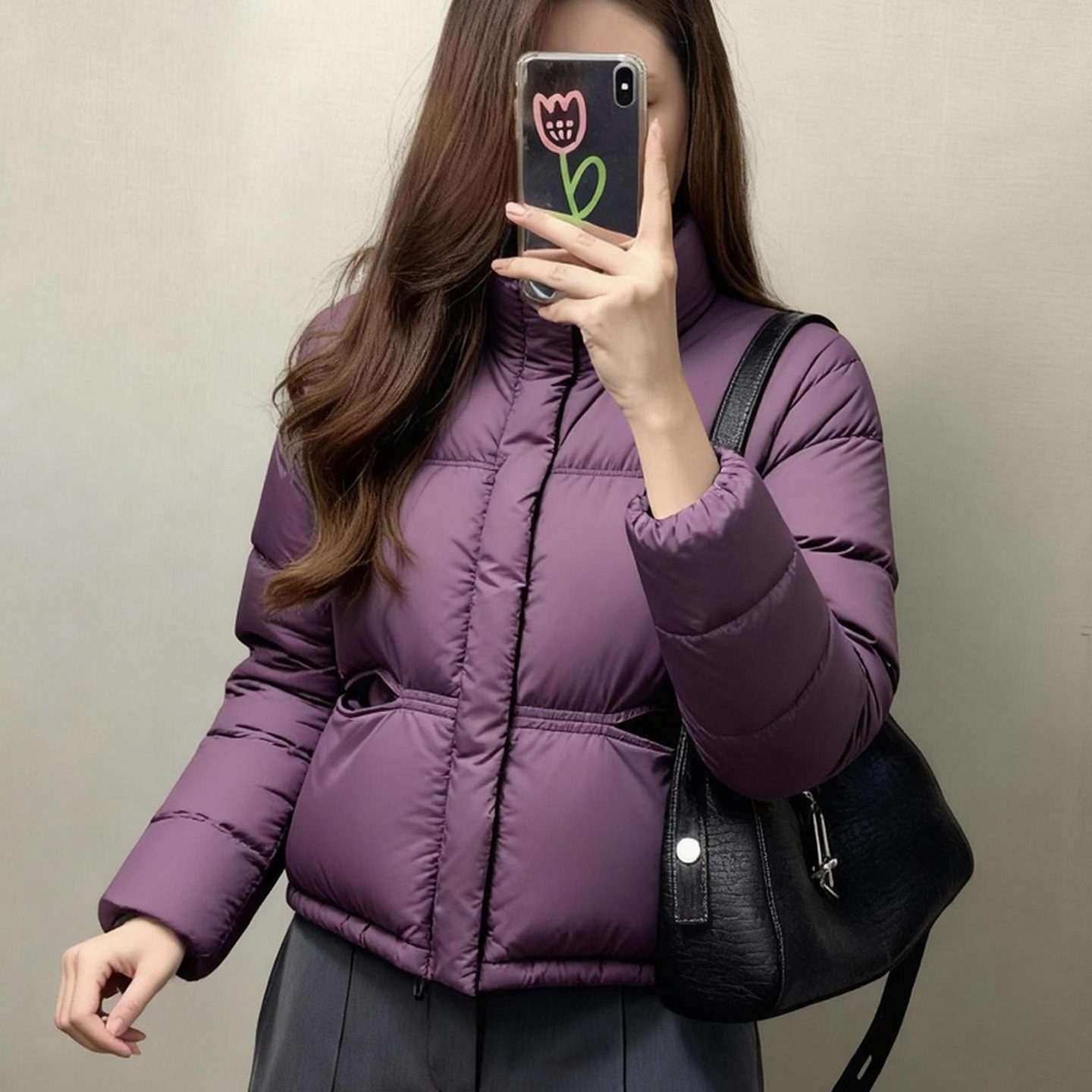 【送运费险】紫色肯豆风短款棉服