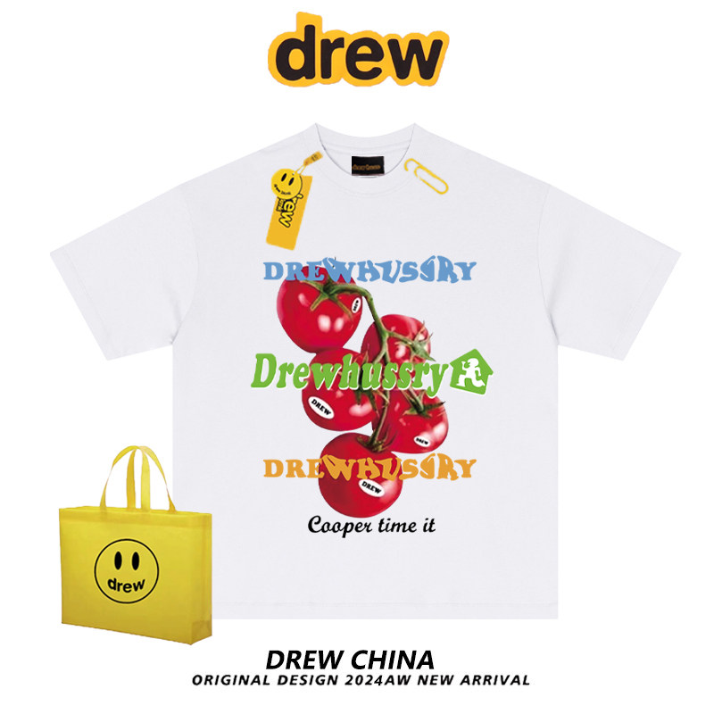 drew美式潮牌番茄字母印花短袖