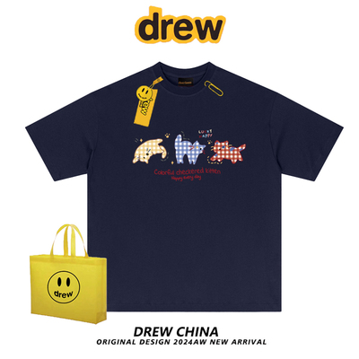 官网重磅Drew猫咪卡通印花短袖