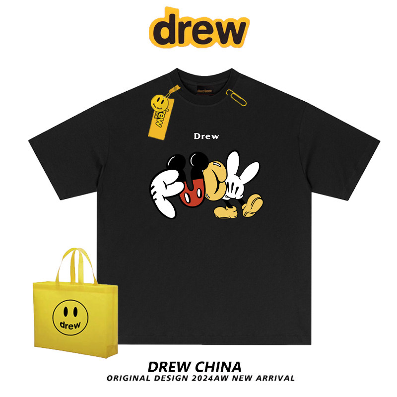 drew美式复古潮牌米奇印花T恤