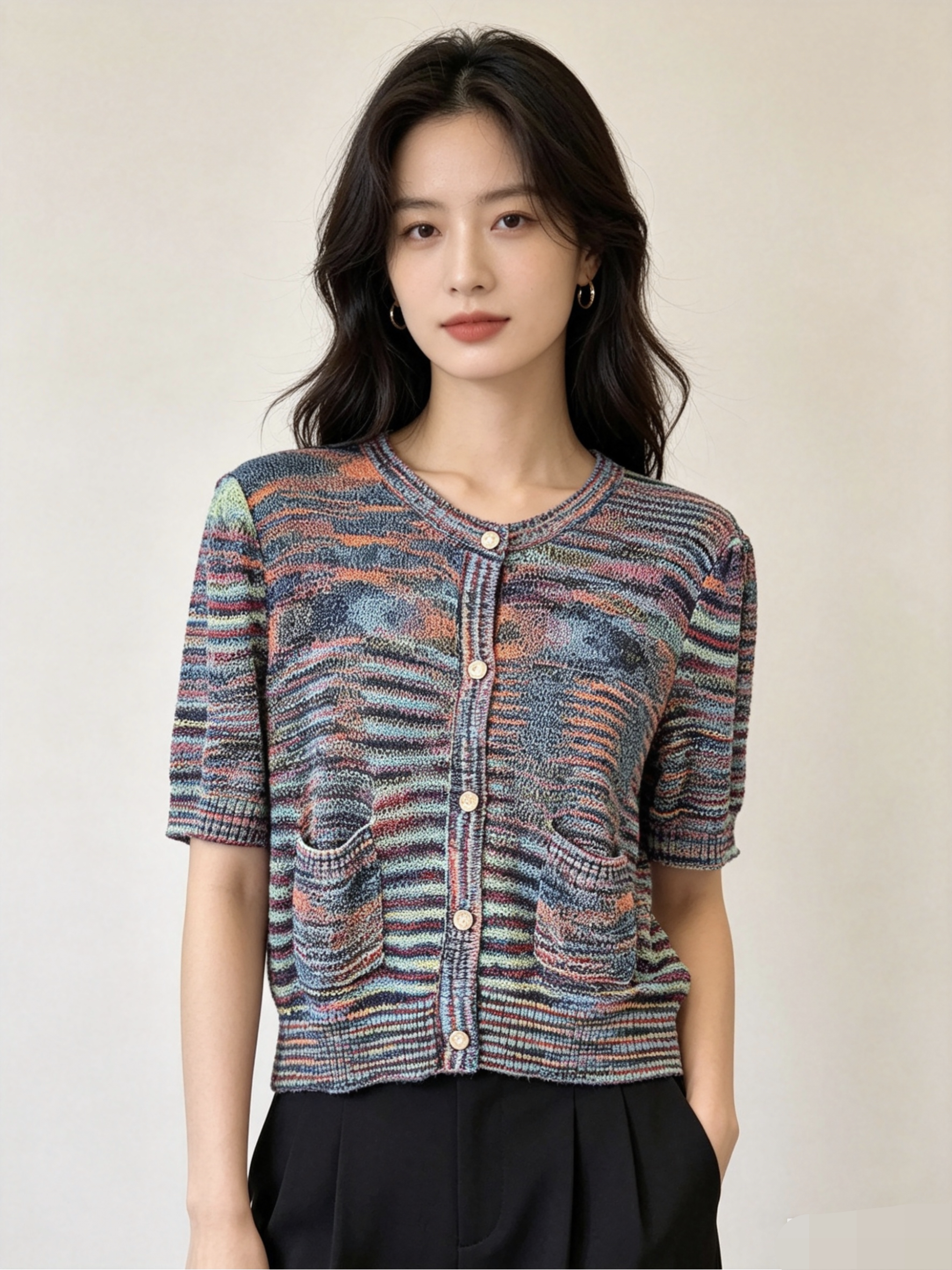 韩XU专柜468新款夏装66.5腈纶33.5锦纶女士时尚百搭开衫针织衫
