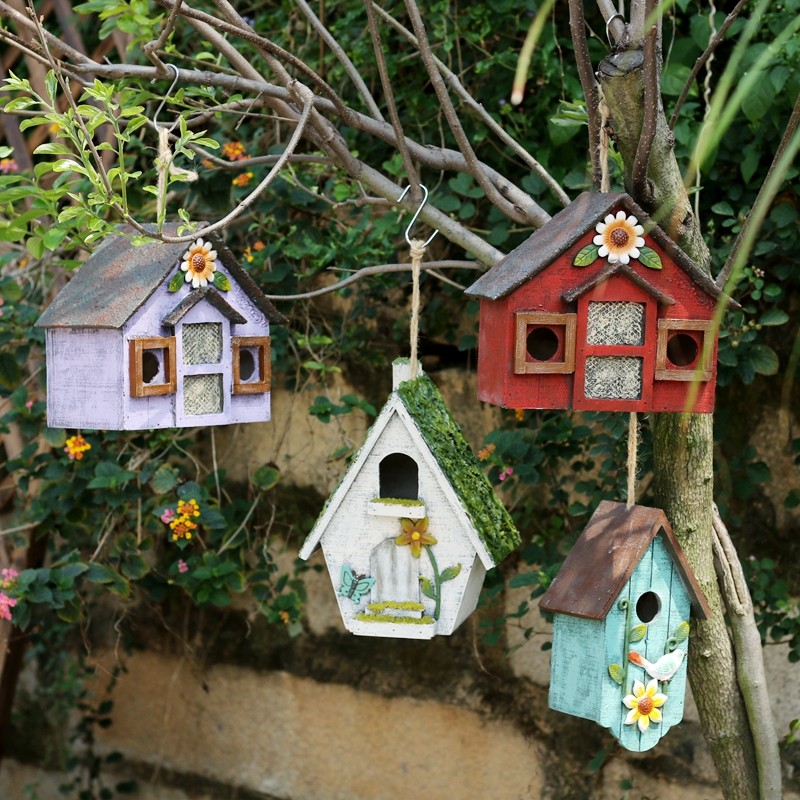 鸟屋房子树上壁饰 喂鸟器鸟窝森林公园庭院室内园艺装饰园林造景