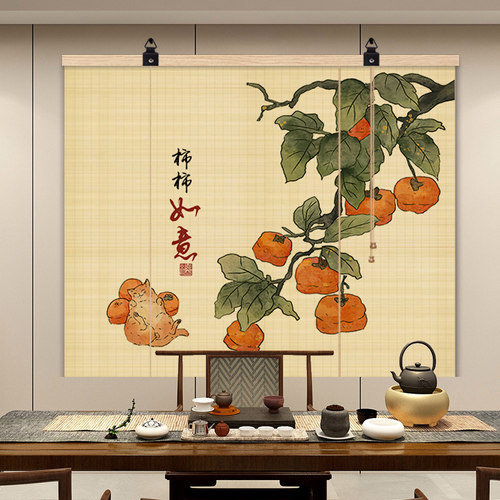 新中式茶室竹帘挂帘隔断帘屏风帘