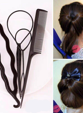 扎头发神器宝宝不伤发小皮筋编发黑色拉发器丸子头盘发神器拉发针