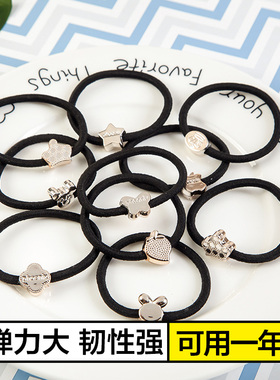 韩国橡皮筋发圈加粗头绳简约黑色成人扎头发卡通蝴蝶结发绳头饰女