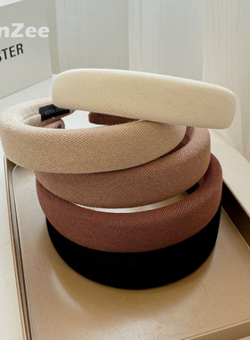 白色发捆发箍女秋冬高级感复古高颅顶头箍发卡网红2022年新款发夹