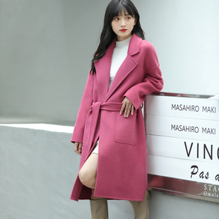 小个子毛呢新款大衣女中秋冬长款中长款矮个子宽松双面羊毛外套