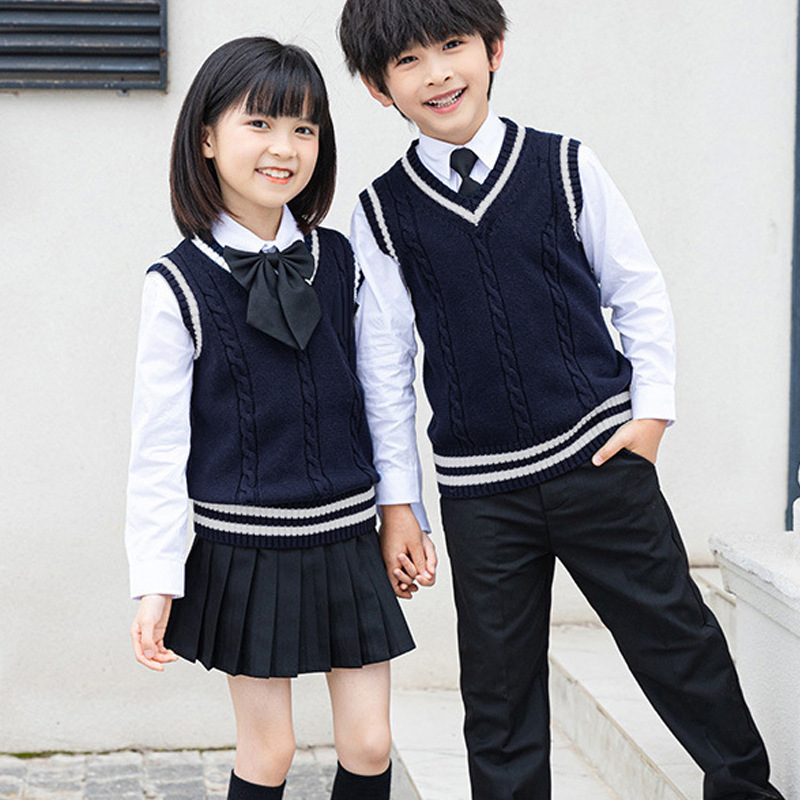 儿童男女毛衣学院风毛衣校服马甲