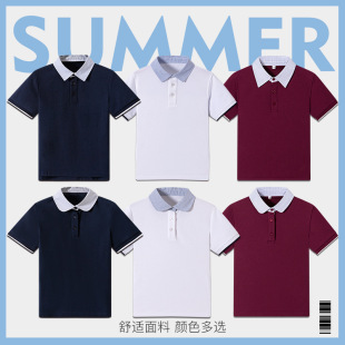 新品中小学生校服短袖polo衫夏季英伦学院格子t恤男女童半袖