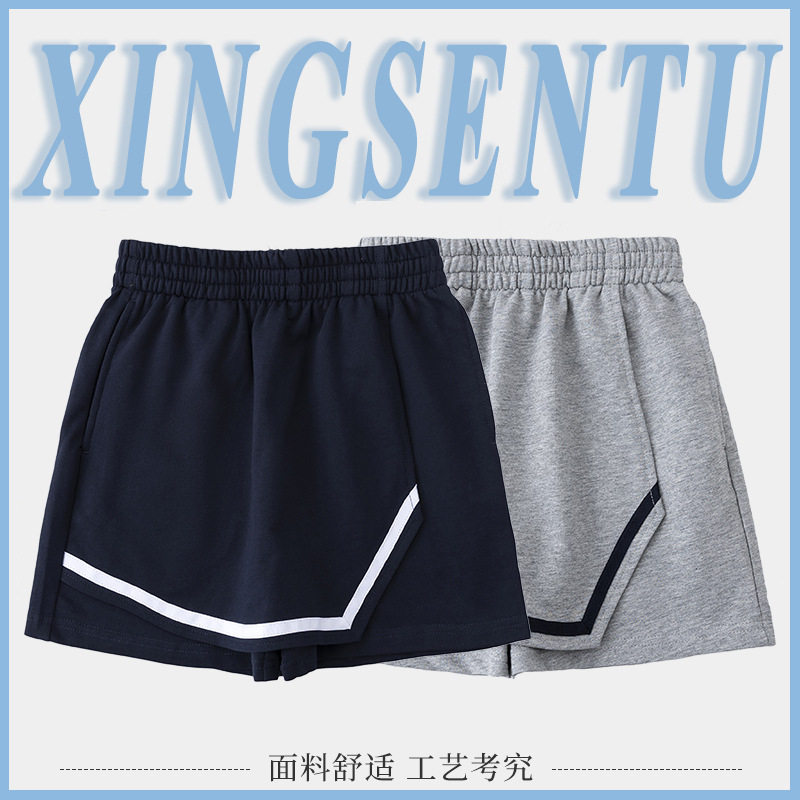 女童裤裙藏青色夏季棉质薄儿童女孩半身裙英伦风小学生校服短裙裤