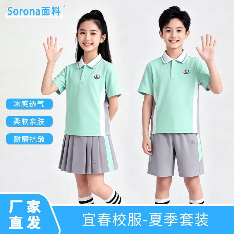 江西省宜春市中小学生统一校服幼儿园班服套装夏季短袖儿童polo衫