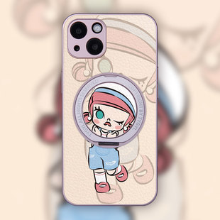 适用iPhone16promax磁吸手机壳泡泡玛特MOLLY茉莉苹果15plus带支架14pro支点壳13promax盲盒12保护套17小米15