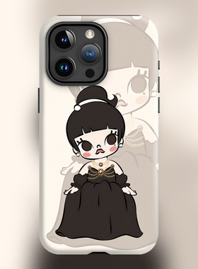 玛特潮玩新款16plus小香Molly适用iPhone15Promax苹果手机壳14防摔套13全包磨砂软壳磁吸支架Magsafe黑色茉莉